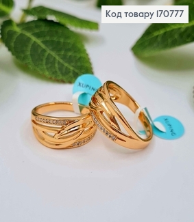 Кольцо "Два крыла" с камнями, Xuping 18K 170777 фото