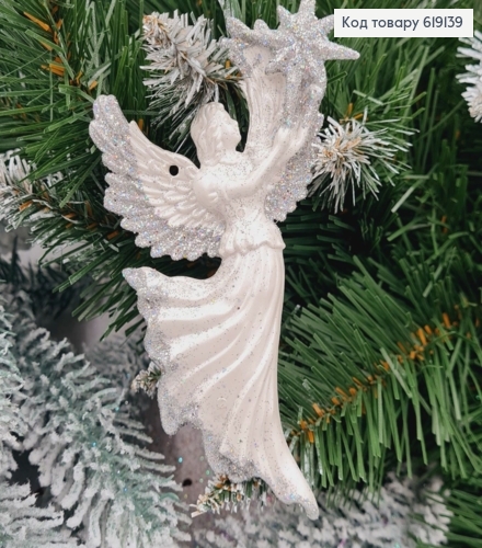 Новогодняя фигура Блеск Ангел Серебро со звездой, 14,5*9см, Украина 619139 фото 1
