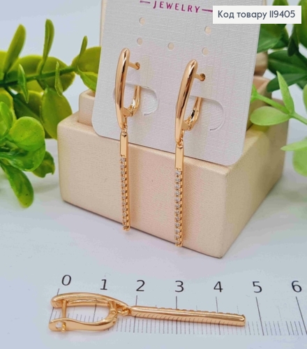 Серьги с подвижной подвеской в Блестящем камне, 1,9+3см, английская застежка, Xuping 18К 119405 фото 2