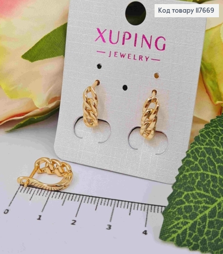 Серьги "Звенья", 1,3см, английская застежка, Xuping 18К 117669 фото 1