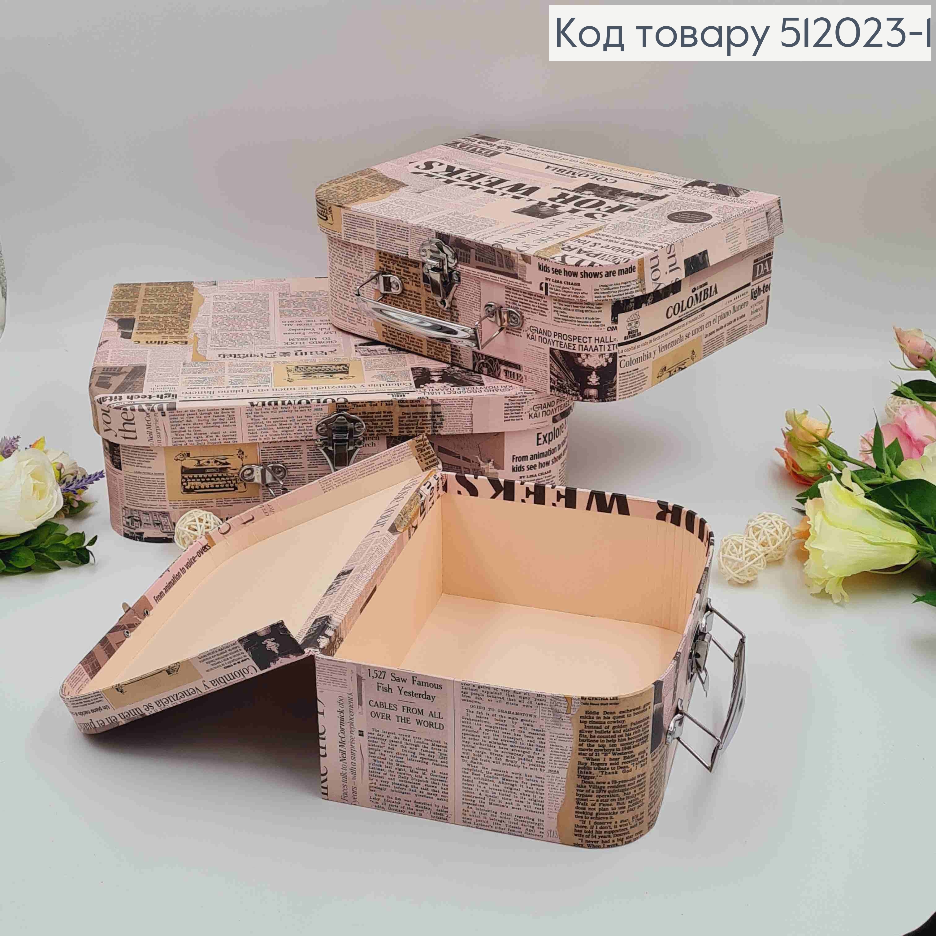 Набор коробок Чемодан 3 шт (22х14х7 см, 20х29х8 см, 24х33х9 см) 512023-1 фото 2