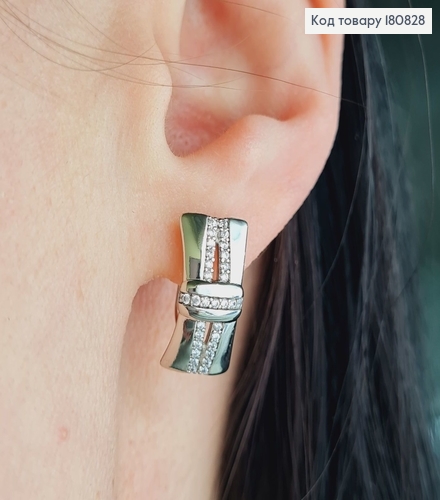 Сережки родовані "Ділові" з камінцями (англ.застібка), 1,5*0,8см, Xuping 180828 фото 2