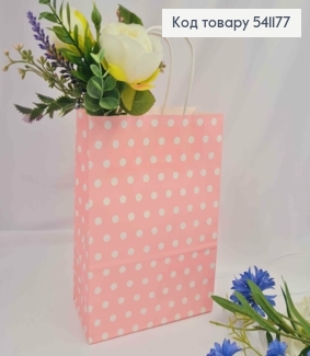 Пакет крафтовый, 16*22*8см, Розовый в горошек 541177 фото