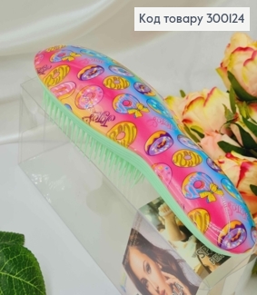 Щетка для волос, Spazzola (тангл тизер), Салатовая с Пончиками, большая(21*8), качественный Китай 300124 фото