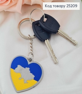 Брелок металлический двухсторонний "УКРАИНА в СЕРДЦЕ", 4*4,5см (серце)ручная работа, Украина. 25209 фото