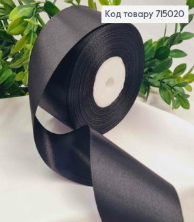 Лента атласная ЧЕРНАЯ (цвет 039), ширина 5см, длина 36 ярдов (33м) 715020 фото
