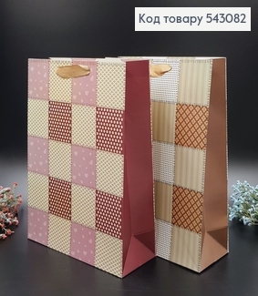 Пакет бумажный средний Квадраты, 26х32х10см в ассорт. 543082 фото