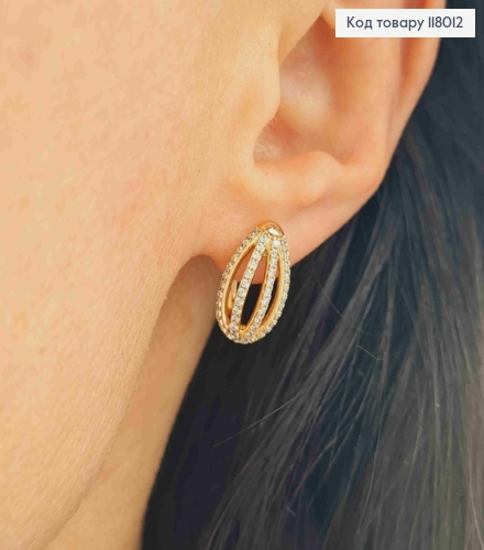Серьги "Венеция" украшены Блестящими камешками, 1,6см, английская застежка, Xuping 18K 118012 фото 3
