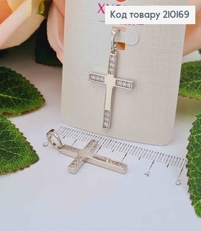 Крестик родованный, с камешками по краям, 2,5*1,7см, Xuping 210169 фото
