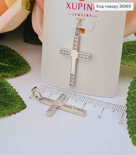 Крестик родованный, с камешками по краям, 2,5*1,7см, Xuping 210169 фото 1