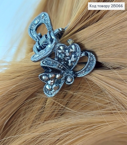 Краб металл Цветочек металлик 2,5см с камнями 215066 фото 1