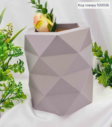 Коробка многогранная, серого цвета, диаметр 16см, высота 18см, глубина 9см, УКРАИНА 520026 фото 1