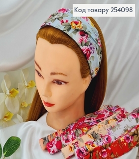 Повязка – чалма, на резинке, с цветочным орнаментом, в ассорт. 254098 фото