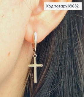 Серьги родованные, с подвеской Крестиком 1,5см, англ. зам. Xuping 181682 фото