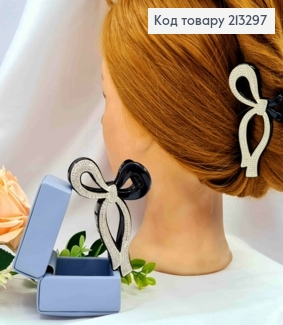 Краб пластик "БАНТИК" прикрашений Блискучими камінцями, розмір 9см, Чорного кольору 213297 фото