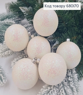 Набор шаров 80мм Блеск БЕЛЫЙ 6шт/уп, Украина 680170 фото