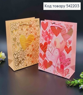 Пакет бумажный, "Сердечка", 18*23*8см в ассорт. 542203 фото