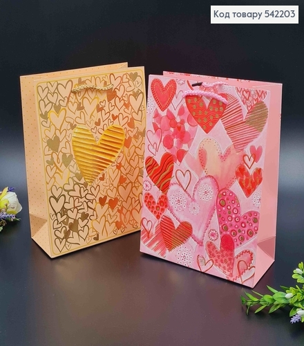 Пакет бумажный, "Сердечка", 18*23*8см в ассорт. 542203 фото 1