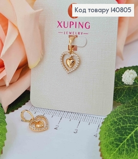 Кулон Сердечко в камінчиках з підвісочкою, 1см, Xuping 18K 140805 фото