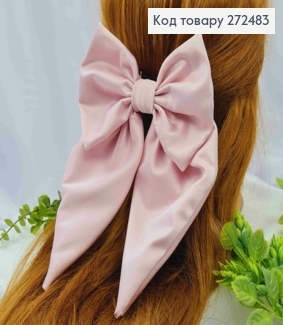 Бант РОЖЕВОГО кольору, заколка 7,5см,тканина цупкий атлас, розмір 13*23см, Україна 272483 фото