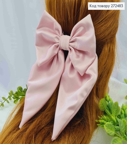 Бант розового цвета, заколка 7,5см,ткань плотный атлас, размер 13*23см, Украина. 272483 фото 1