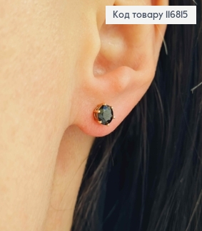 Серьги гвоздики, с черным камешком 5мм, Xuping 18К. 116815 фото