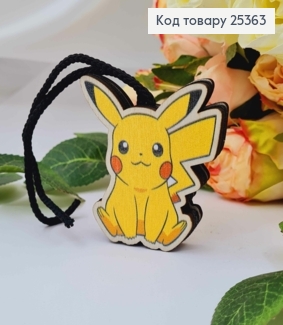 Ароматизатор в авто, дерев'яний, "Пікачу", 5,5см, (без запаху) 25363 фото