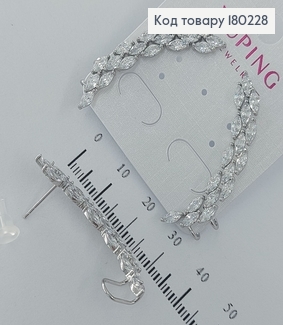 Серьги кафы в камушках  родированые медзолото Xuping  180228 фото