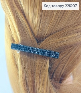 Заколка автомат с камешком 6 см черный 221007 фото