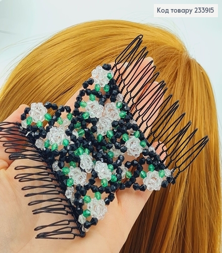 Заколка Монтера для волос черная с фиолетовым цветочком 233915 фото 2