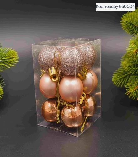 Набір іграшок 30 мм ПУДРА-ШАМПАНЬ, Китай ,12 шт ,коробка, (глітер,матові, глянцеві) 630004 фото 1