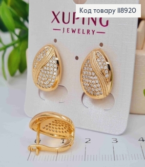 Серьги "Сияющие" украшены Блестящими камешками, 1,7см, английская застежка,Xuping 18K 118920 фото