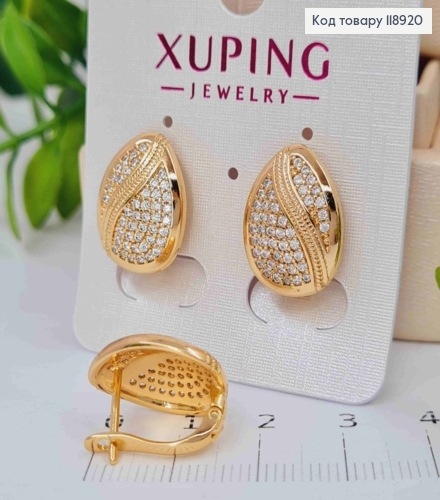Серьги "Сияющие" украшены Блестящими камешками, 1,7см, английская застежка,Xuping 18K 118920 фото 1