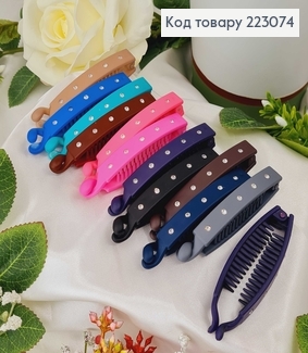 Заколка банан, каучук, с камешком, 8см, цветной в ассорт. 223074 фото