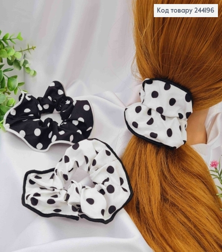 Резинка об'ємна з принтом "Горошок", 10см, Чорного/Білого кольорів в асортименті 244196 фото 1