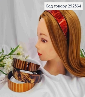 Обруч пластик, глянцевый, с размытым рисунком, 2,9см, Цвета в ассортименте. 292364 фото