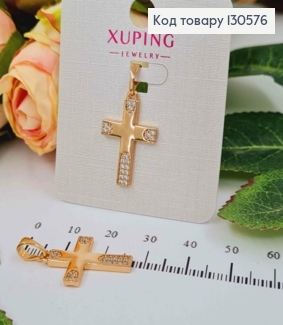 Крестик с камешками по краям, 2*1,5см, Xuping 18K 130576 фото