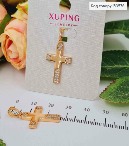 Крестик с камешками по краям, 2*1,5см, Xuping 18K 130576 фото 1