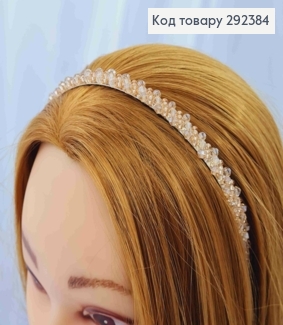 Обруч метал, ПУДРОВОГО кольору,  плетений Бісером і Стеклярусом, ширина 1см 292384 фото