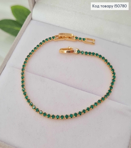 Браслет с рядом Зеленых камешков, шир. 2мм, дл. 17+2см, Xuping 18K 150780 фото 1