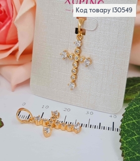 Крестик с камешками в оправе, 2*1,4см, Xuping 18K 130549 фото