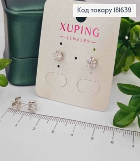 Серьги родованные гвозди Блестящий камешек, 5мм, Xuping 181639 фото
