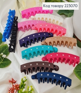 Заколка банан, каучук, с камешком 9,5см цветной в ассорт. 223070 фото