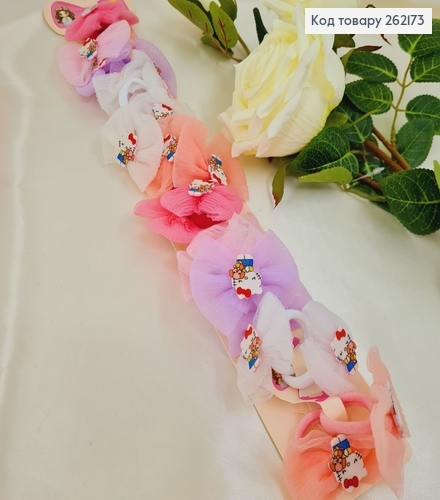 Резинка детская Бантик из Китти цветная 20 шт/уп 262173 фото 1