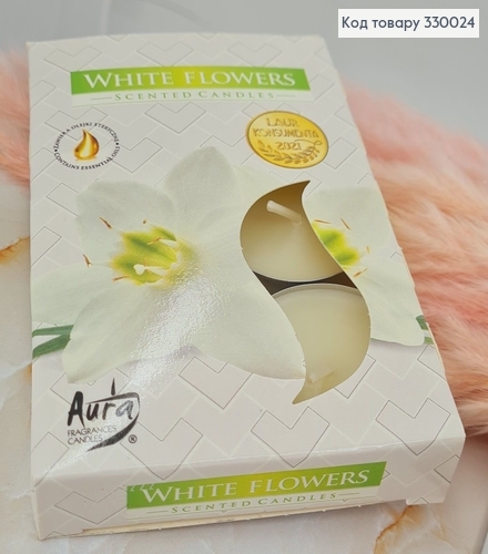 Аромасвічка таблетка BISPOL Білі квіти 6 шт/4 годин, 15-179 330024 фото 1