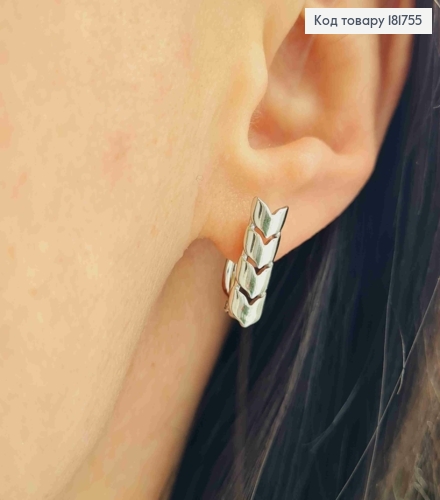 Серьги родованные "СТРЕЛЫ", 1,5см, английская застежка, Xuping 181755 фото 1
