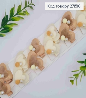 Набір заколка стріла (20шт), "Сердечко" з Бусинкою, Пастельні кольори, заколка 3,5см, серце 4*4см 271516 фото