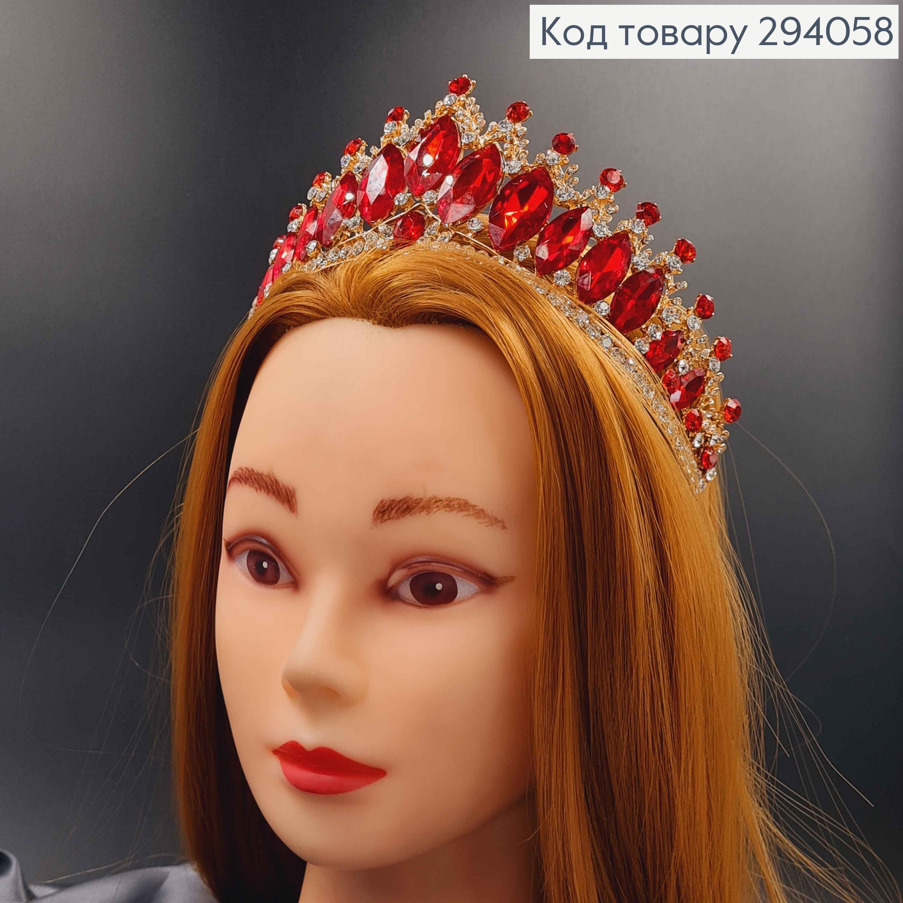 Тиара под золото, "Роксолана" с красными камешками. 294058 фото 3