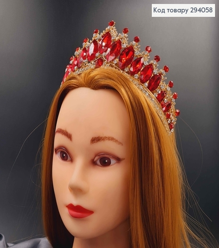 Тиара под золото, "Роксолана" с красными камешками. 294058 фото 3