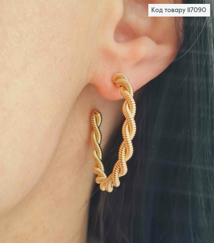 Серьги кольца 3см, Винтовая спиралька, Xuping 18K 117090 фото 1